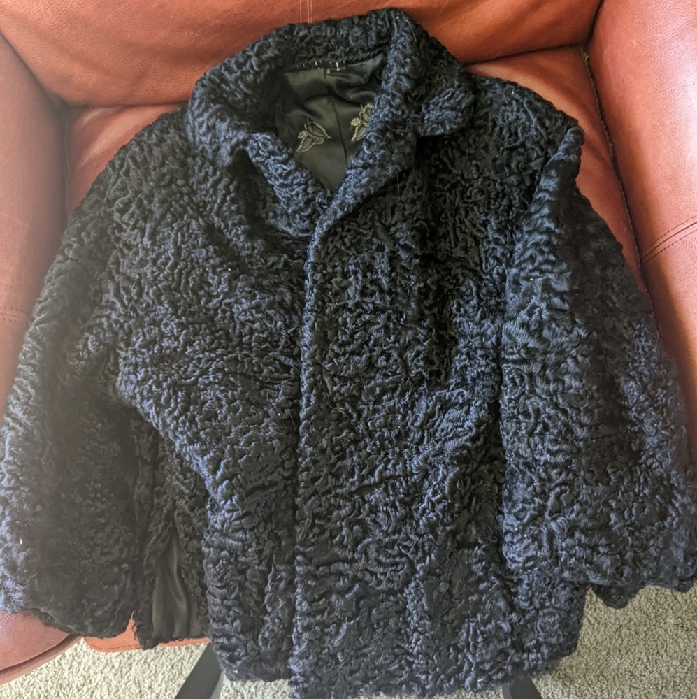 Vintage c. 1940's Fink and Jamieson of San Francisco genuine lamb fur coat.